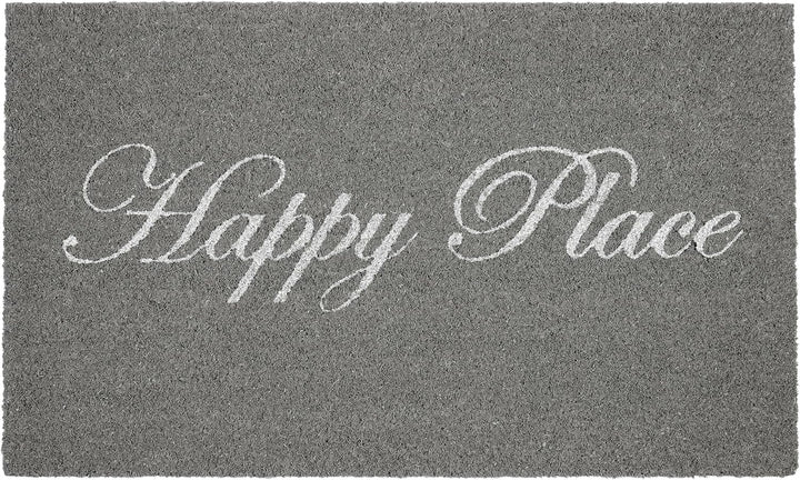 BRUBAKER Fussmatte für Aussen und Innen - Happy Place - 45 x 75 cm Schmutzfangmatte aus Kokos - Anti