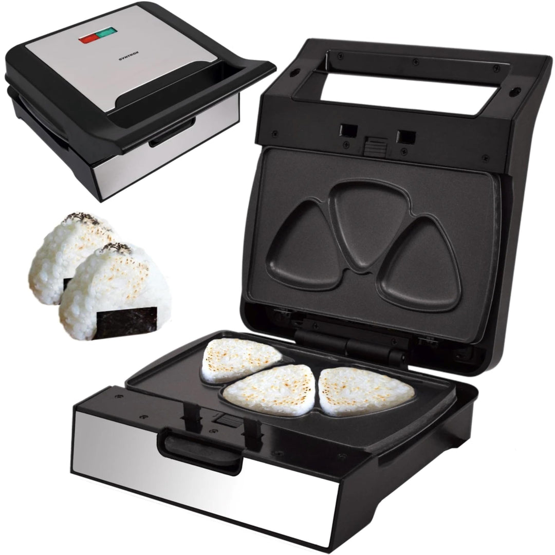 Syntrox Onigiri Maker mit Wechselplatten, Edelstahl, schnelles Aufheizen, Antihaftbeschichtet, versc