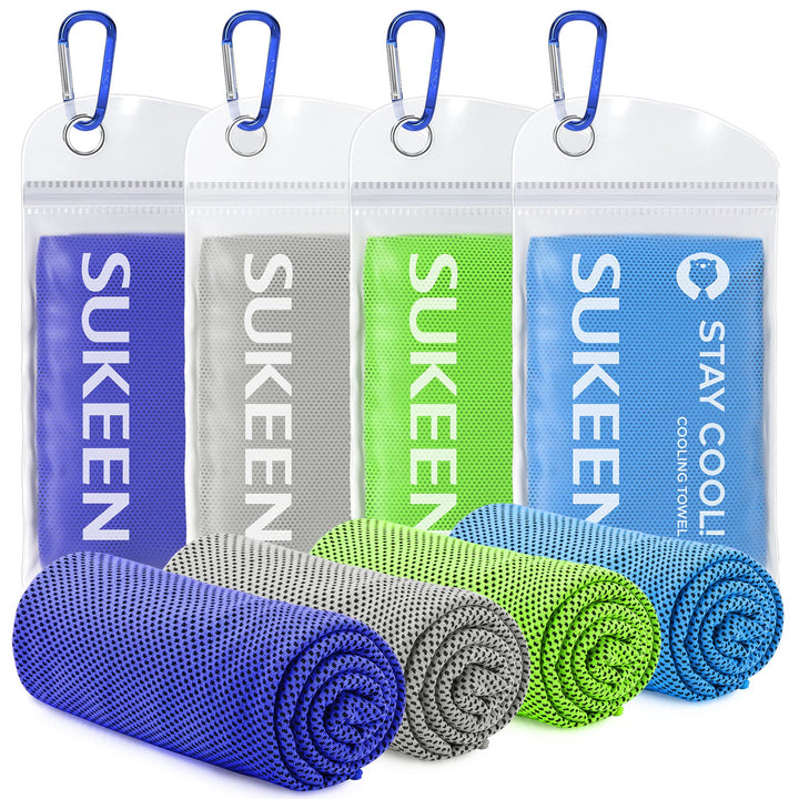 Sukeen Kühlendes Handtuch, 4er Set Kühlhandtuch Cool Towel, Gym Handtuch, Eishandtuch Kühltuch Hals,