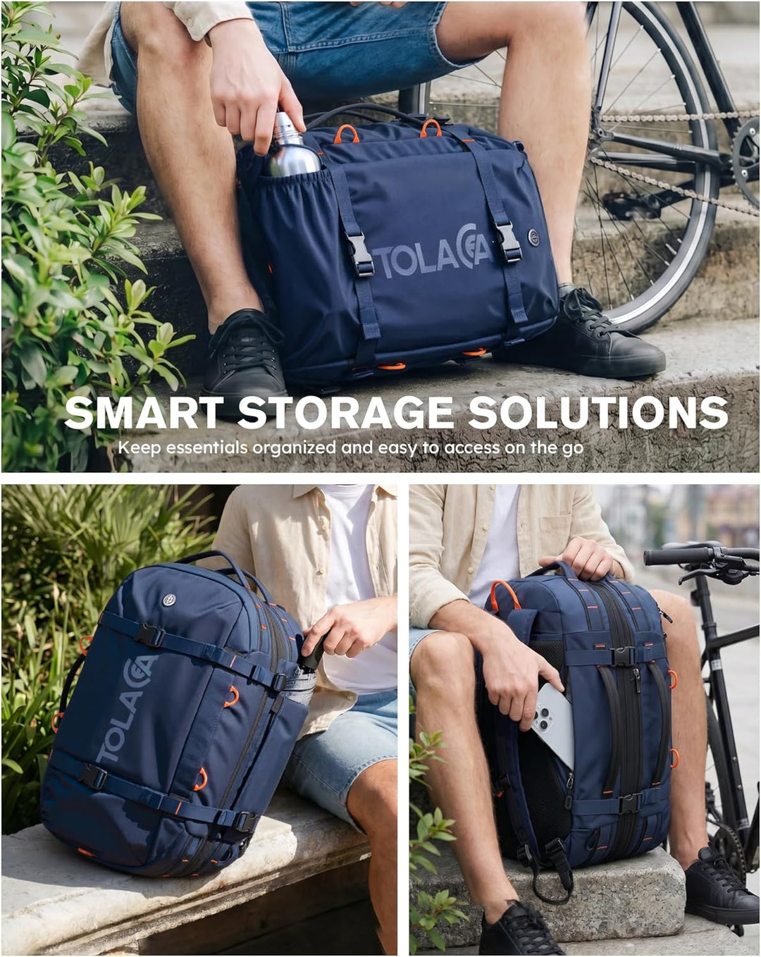 Tolaccea Reiserucksack, Handgepäck Rucksack Flugzeug, TSA-Freundlicher Laptop Rucksack 15,6 Zoll, Er