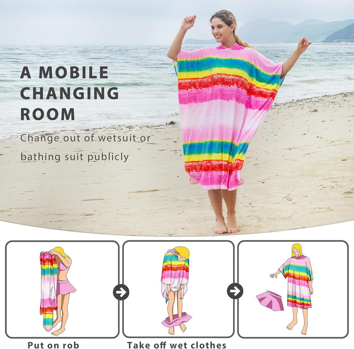Kato Tirrinia Mikrofaser Frottee Surf Poncho Handtuch Badeponcho Bademäntel Sauna Damen Herren, Gros