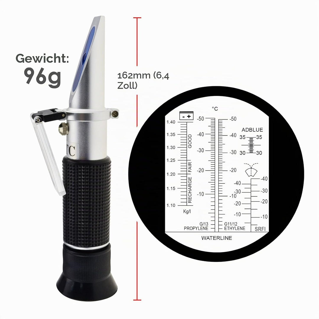Frostschutz Refraktometer, 6-in-1 Frostschutzprüfer Kühlmitteltester Refraktometer, Frostschutz Test