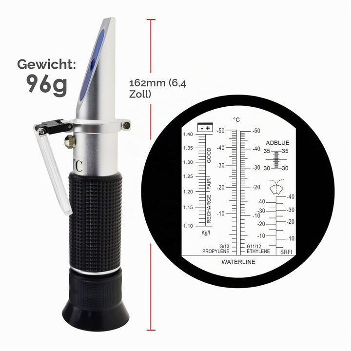Frostschutz Refraktometer, 6-in-1 Frostschutzprüfer Kühlmitteltester Refraktometer, Frostschutz Test