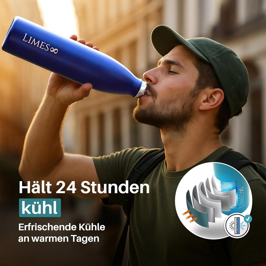 Thermosflasche Edelstahl 1L [HEIss & KALT] - 5-fach vakuumisolierte Trinkflasche - auslaufsichere &