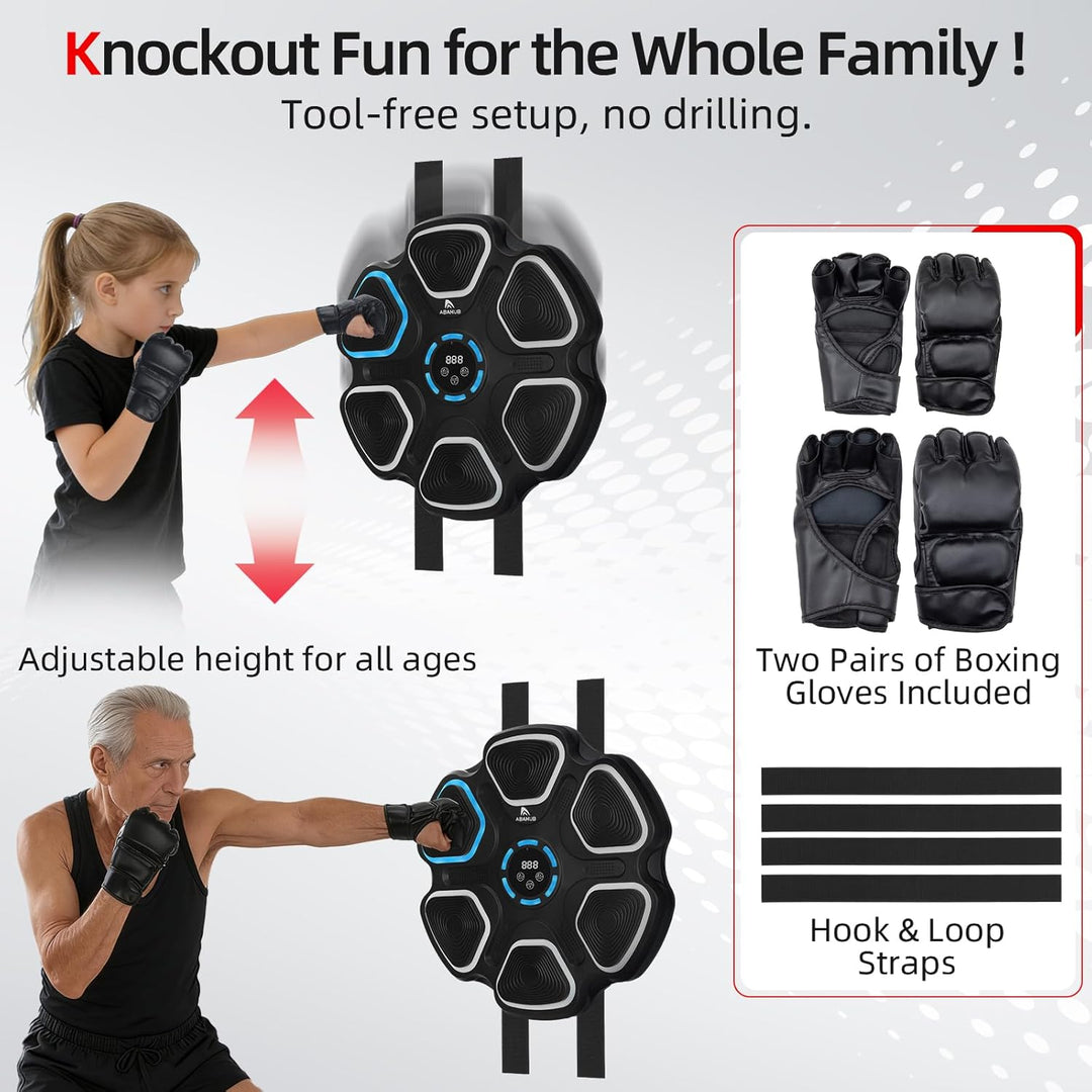 Abahub Music Boxing Machine for Adults & Kids, Home Fitness Equipment with Gloves, Wall Mounted Inte