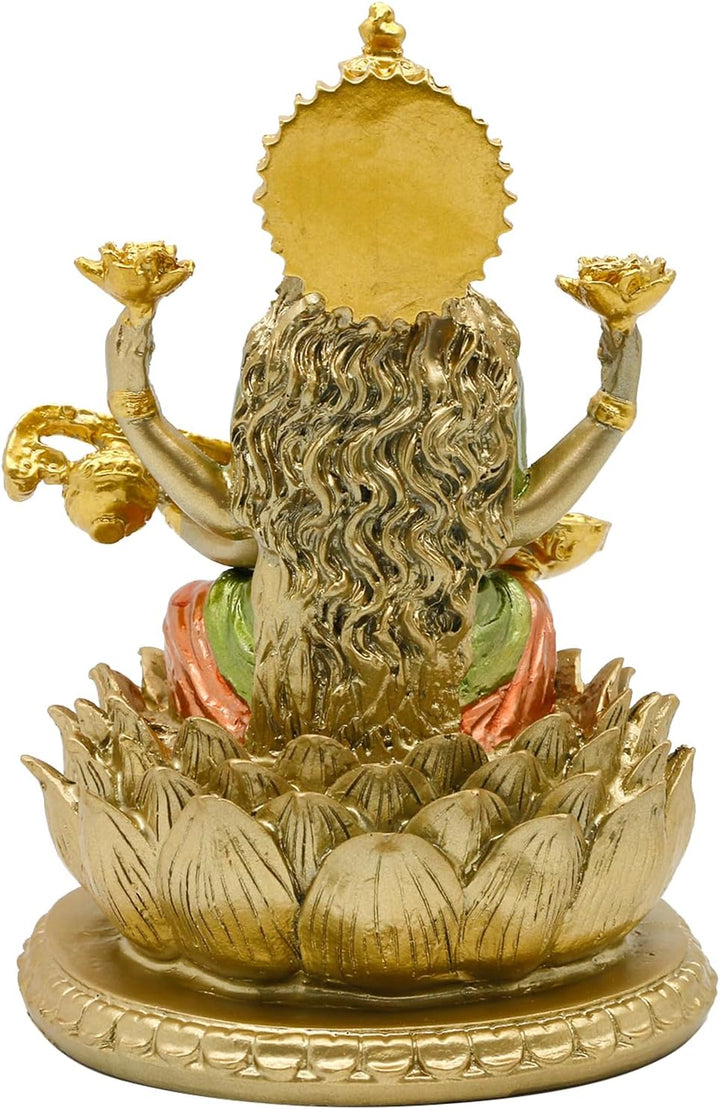 BangBangDa Hindu-Göttin Lord Saraswati Statue – Indisches Idol der Musik sitzend auf Lotus-Skulptur