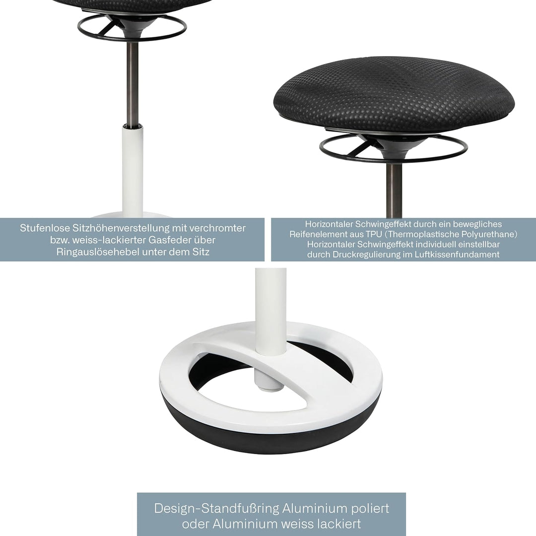 Topstar SU43BR0 Sitness Bob, ergonomischer Sitzhocker, Arbeitshocker, Bürohocker mit Schwingeffekt,