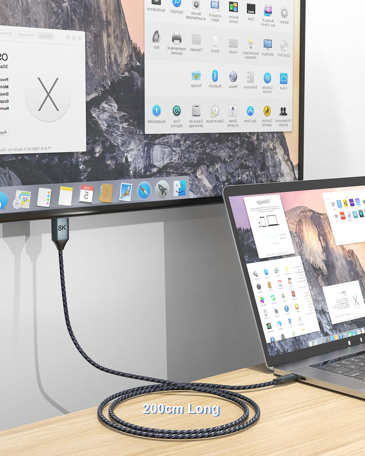 Elexlinco USB C HDMI Cable, 2M Lang USB Type C to HDMI, Unterstützung 8K@60Hz /4K@120Hz, Unterstütze