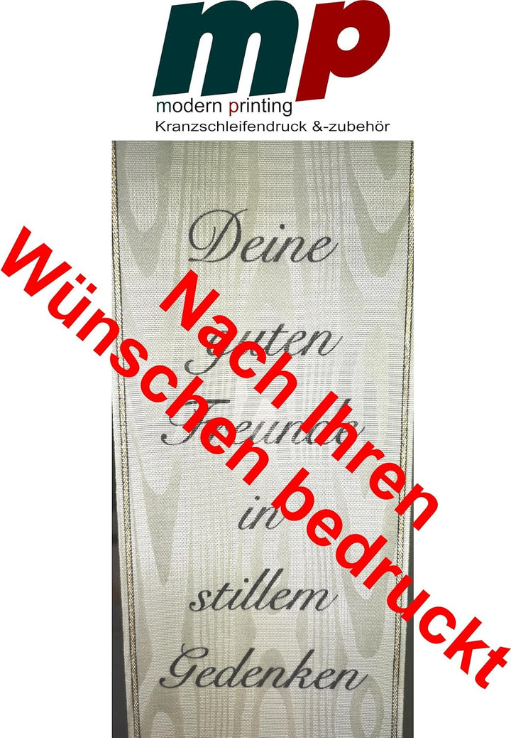 Trauerschleife Grabschleife Kranzschleife bedruckt nach Wunsch (175 mm gr. Gesteck oder Kranz, rubin