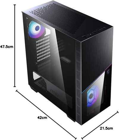 MSI MPG SEKIRA 100R Mid-Tower ATX Gehäuse (2x USB 3.1 Anschluss, 4x 120mm A-RGB Fan im Lieferumfang,