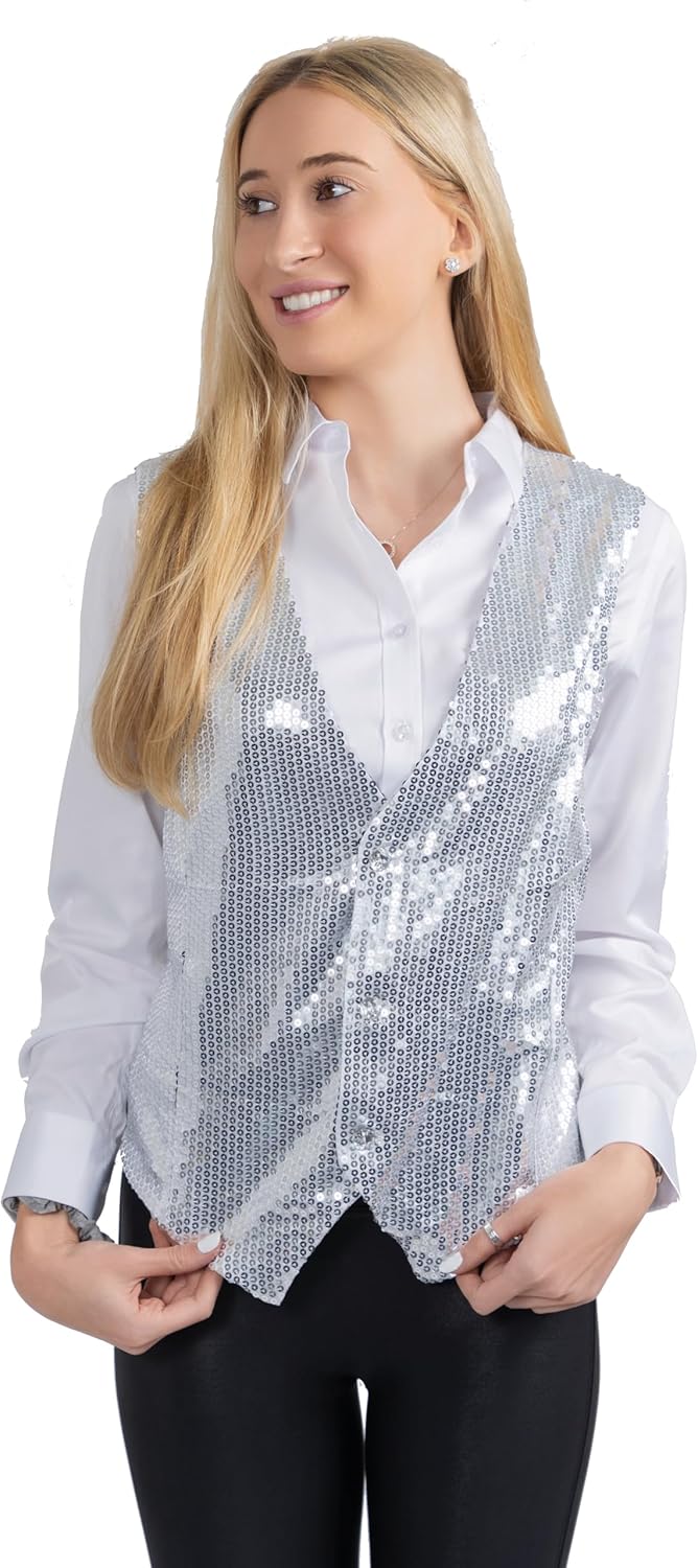 Dress Up America Rote, Silberne, Goldene Paillettenweste – Glänzende Tanzweste Für Erwachsene – Funk