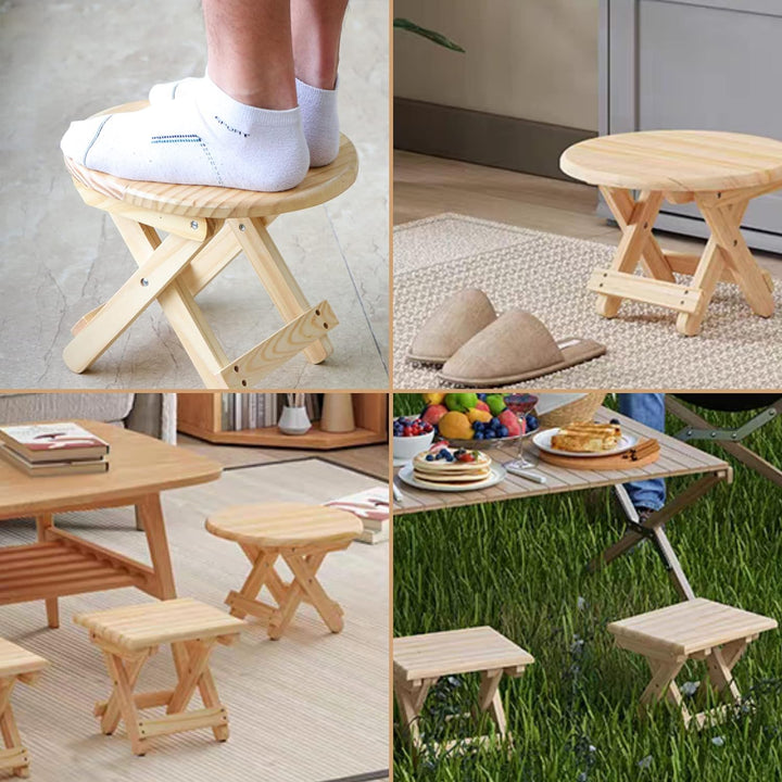 Mini-Hocker, runder Holzsitz, zusammenklappbar, Reisesitz, Kindertreppe, tragbare Fussstütze für Hau