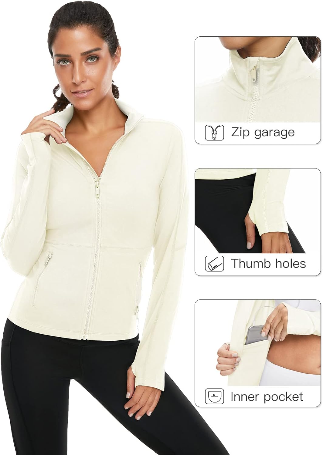 VUTRU Damen Laufjacke Hoher Kragen Leicht Sportjacke Langarm Yoga Shirt Fitness Jacke Atmungsaktive