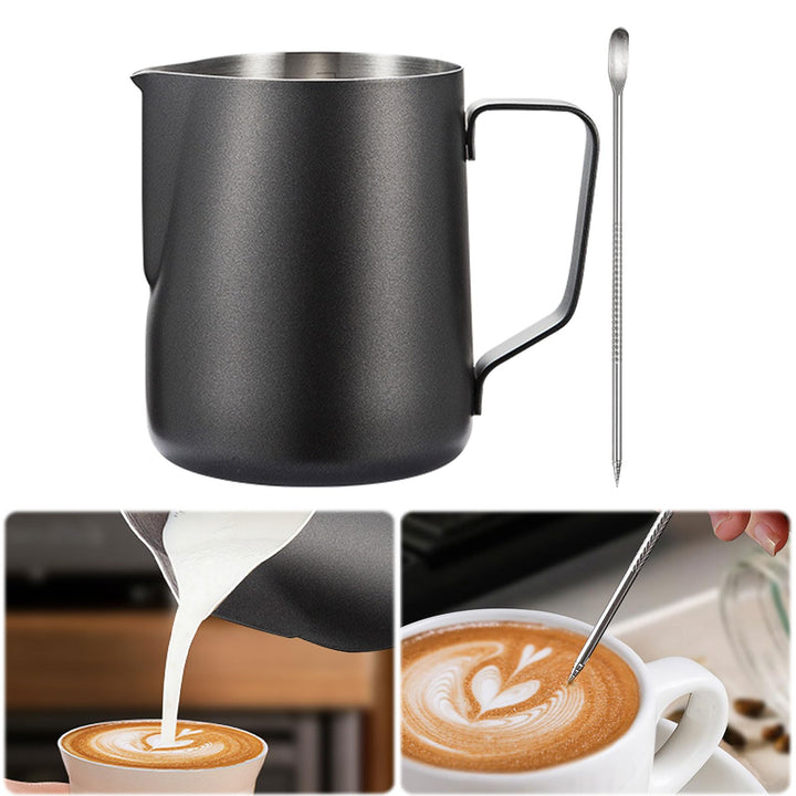 Espresso-Milchaufschäumkrug, Metall-Milchaufschäumbecher, 350 ml/600 ml, Edelstahl, Milchaufschäumkr