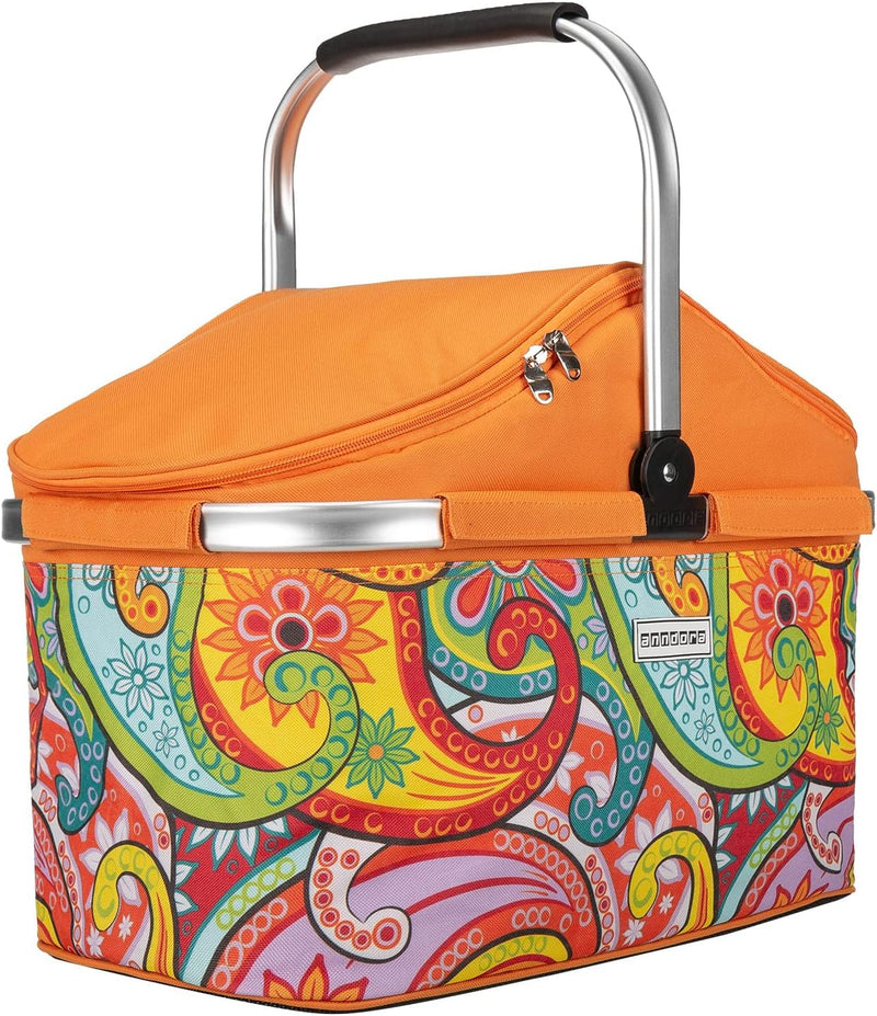 anndora Einkaufskorb 25 Liter Isolierkorb Picknick Kühlkorb - paisley orange Iso: Paisley