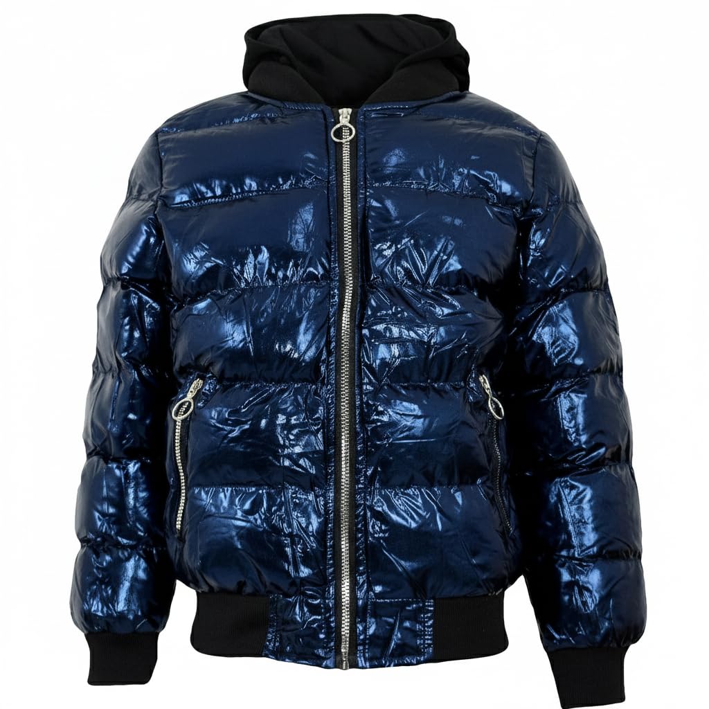 A2Z 4 Kids Mädchen Jungen Mode Shiny Gepolstert Jacke Metallisch Nasses Aussehen Bubble Mäntel Städt