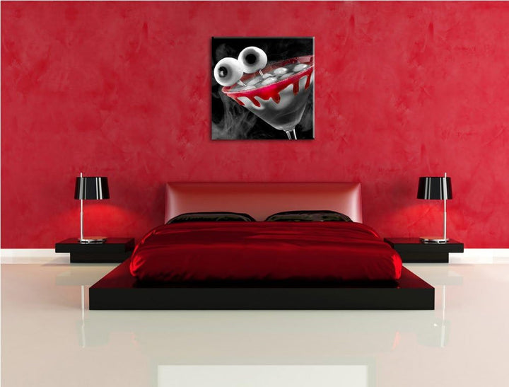 Pixxprint Cocktail mit Augen als Leinwandbild/Grösse: 70x70 cm/Wandbild/Kunstdruck/fertig bespannt,