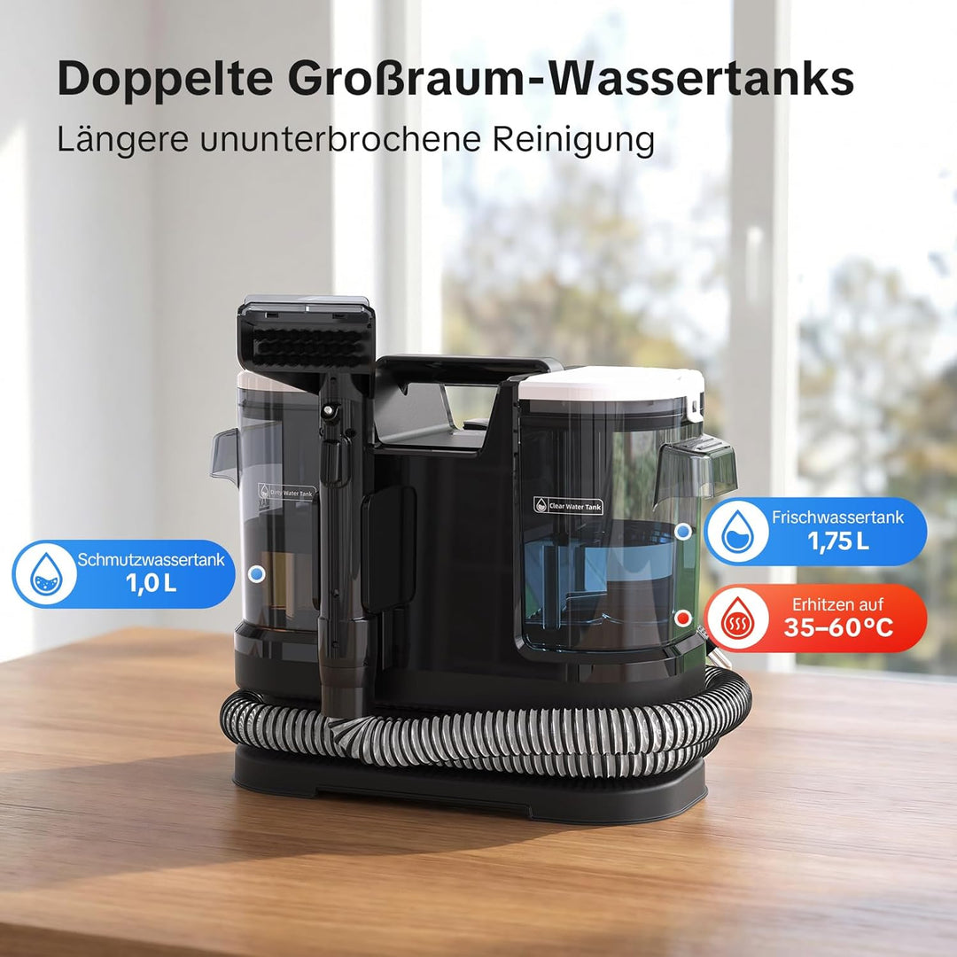 Lubluelu Nasssauger Polsterreiniger Gerät 600 W, 20 kPa Teppichreiniger Waschsauger, tragbarer Teppi