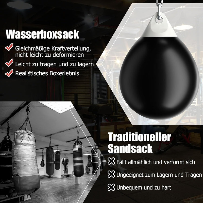 GYMAX Wasserboxsack Boxing Punching Bag Erwachsene Schwerer Boxsack Schwarz, Schwarz