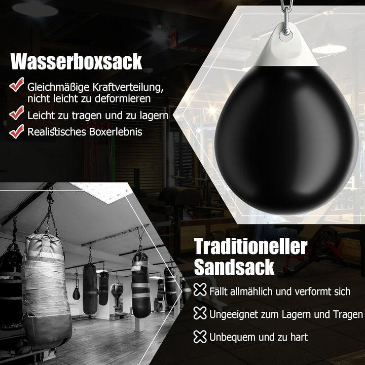 GYMAX Wasserboxsack Boxing Punching Bag Erwachsene Schwerer Boxsack Schwarz, Schwarz