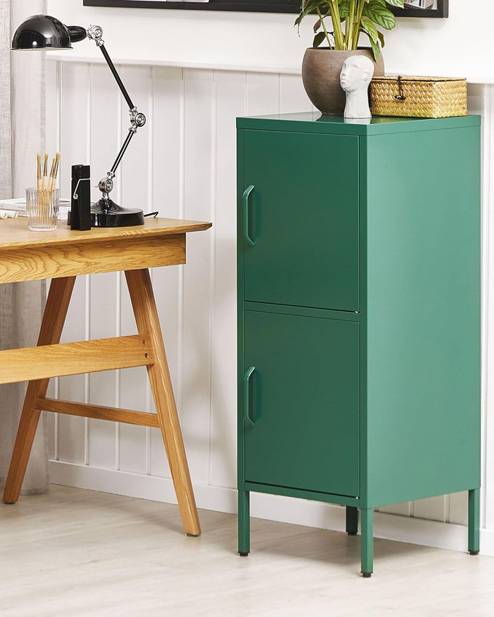 Aktenschrank mit 2 Türen 4 Ablagefächern Stahl grün Industrie Stil Huron