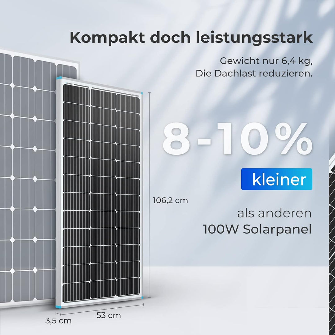 RENOGY 100W 12 Volt (schlankes Design) Solarmodul Monokristallin Solarpanel Photovoltaik Solarzelle