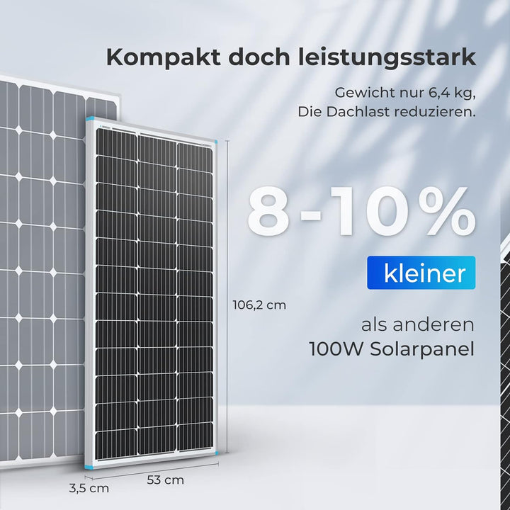 RENOGY 100W 12 Volt (schlankes Design) Solarmodul Monokristallin Solarpanel Photovoltaik Solarzelle