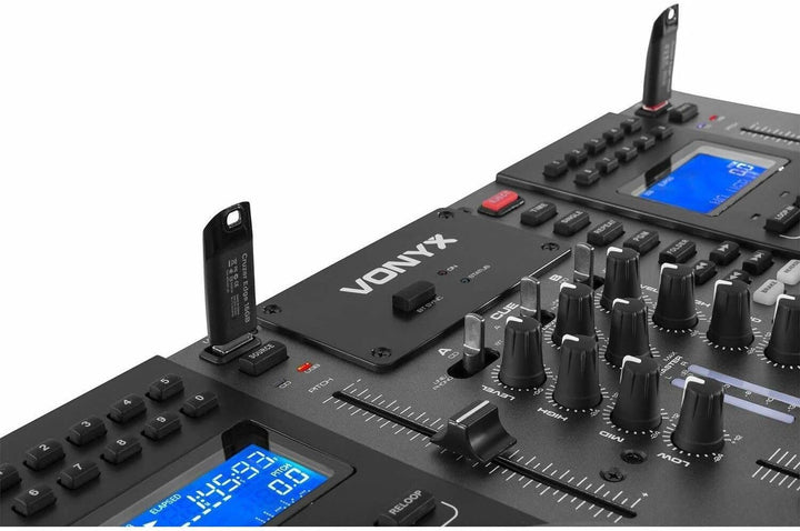 Vonyx CDJ450 - DJ Konsole, DJ Mischpult, DJ Controller mit zwei MP3 CD Mediaplayern, Bluetooth, USB,