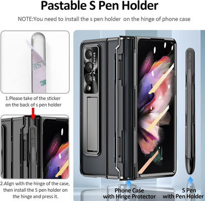 Miimall Handyhülle Kompatibel mit Samsung Galaxy Z Fold 3 Hülle mit S Pen, Transparent PC Schutzhüll