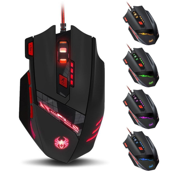 zelotes Kabelgebundene Gaming Maus mit 9200 DPI,8 programmierbarem Tasten,Verstellbarem Gewicht,RGB-