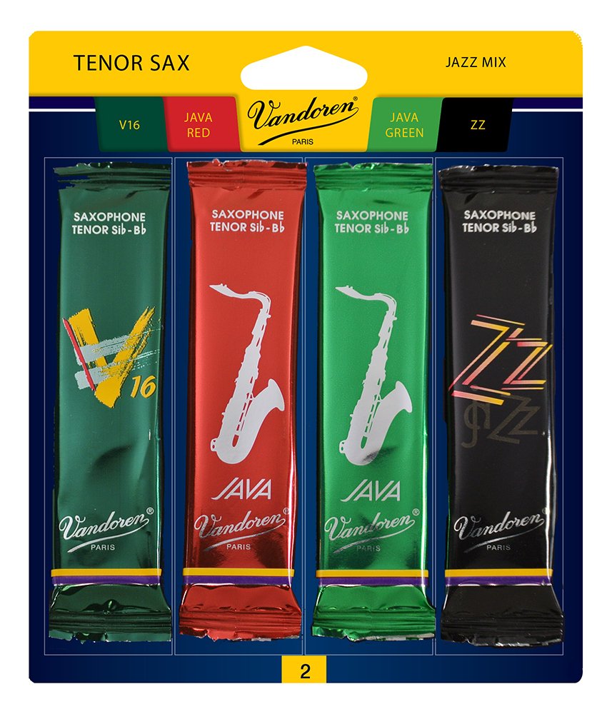 Vandoren SRMIXT2 Blatt für Tenorsaxophon Jazz (Stärke 2) inkl. je 1 ZZ, V16, JAVA und JAVA Strength