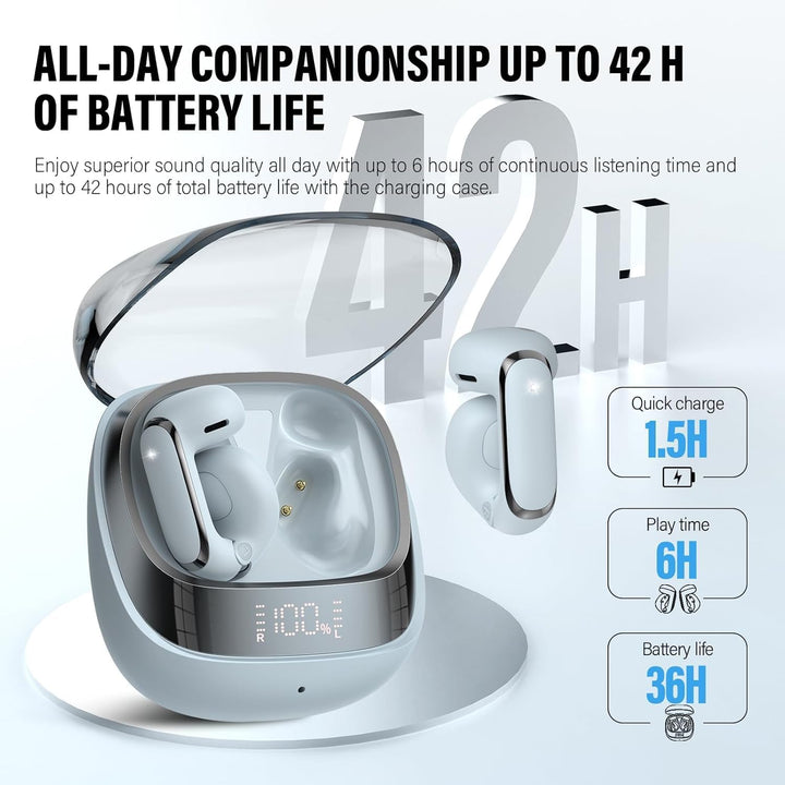 Bluetooth Kopfhörer, Kopfhörer Kabellos Bluetooth 5.4 HiFi Stereo mit ENC Mikrofon, 42Std Spielzeit
