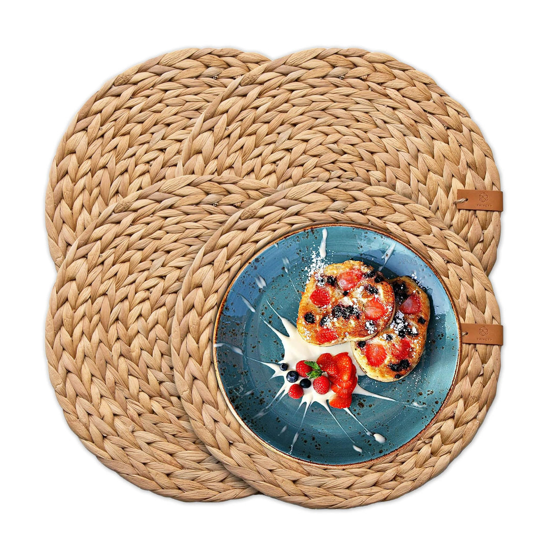 FRIHET® Tischset Oslo Set Rund Wasserhyazinthe Natur - (4, 33cm) 4 33cm, 4 33cm