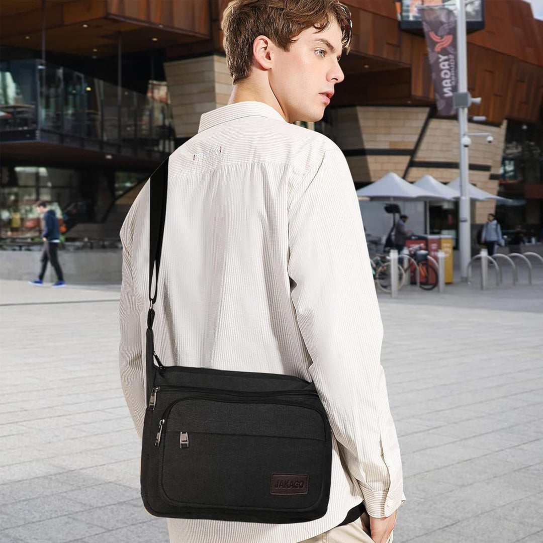 JAKAGO Wasserdichte Umhängetasche Herren,Multi-Tasche aus Segeltuch 15 Zoll Messenger Bag Arbeit Tas