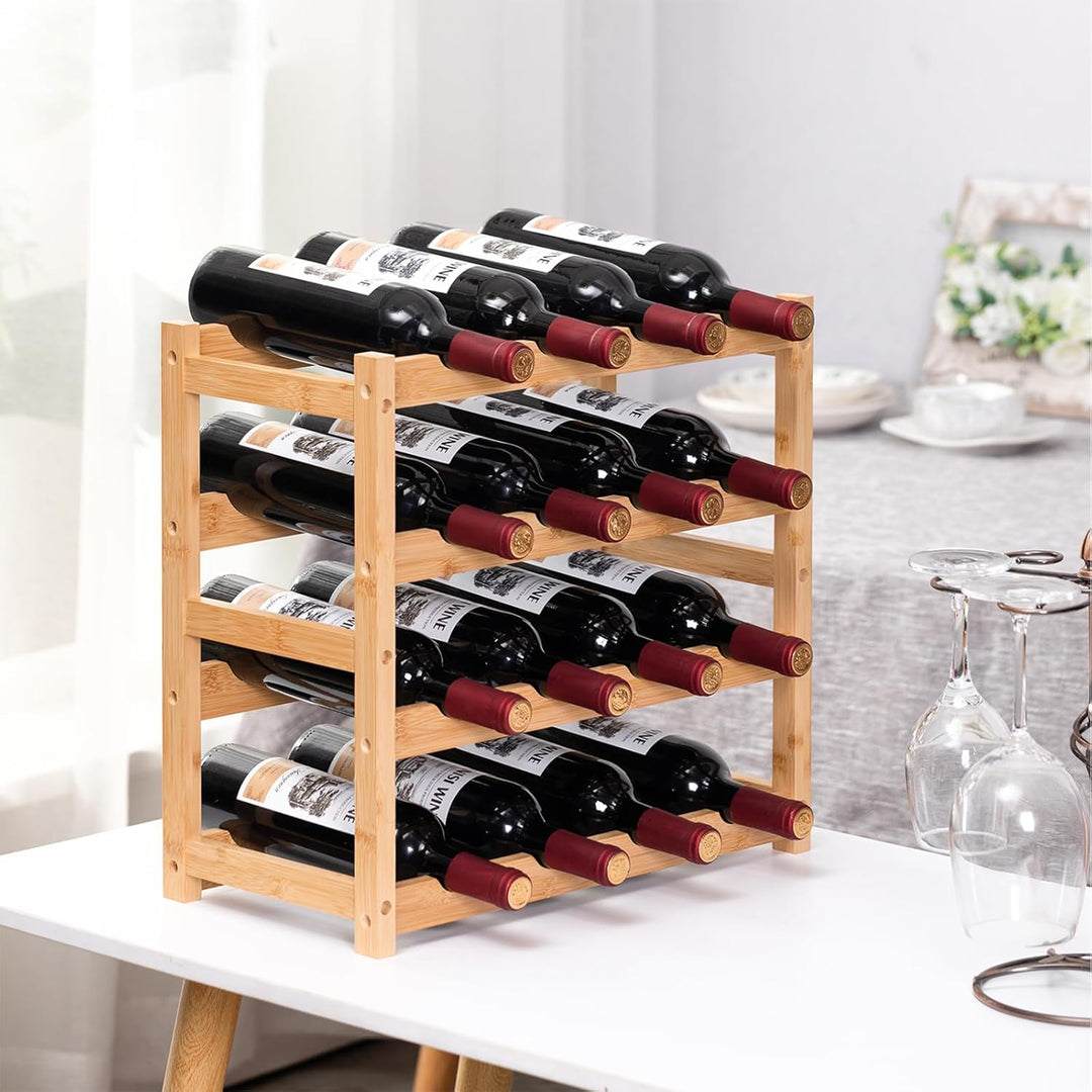 Weinregal, Klein Flaschenregal Lagerung Halter, Natürliche Flaschenhalter aus Bambus, Wein Flaschen