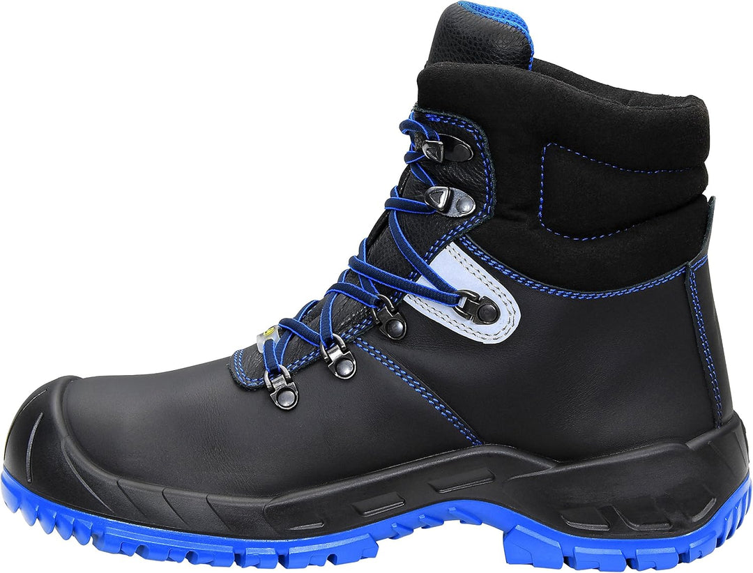 ELTEN Sicherheitsschuhe ALESSIO XW Mid ESD S3, Herren, Leder, Stahlkappe, leicht, robust, Schwarz/Bl