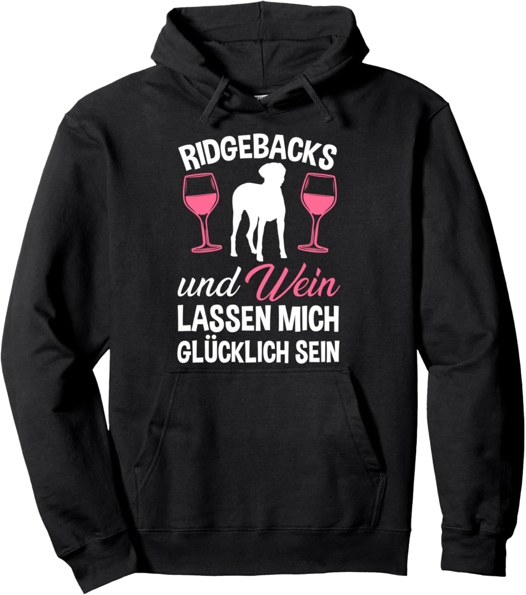 Rhodesian Ridgeback und Wein Pullover Hoodie