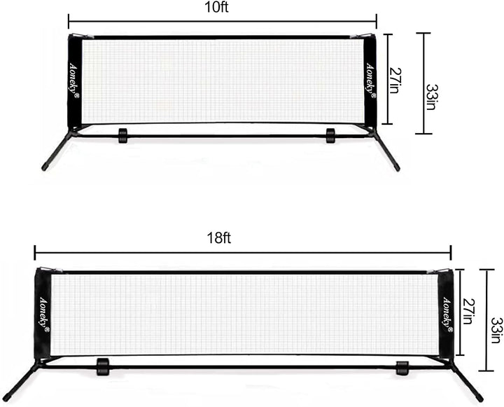 Aoneky Tennis Kit 2M/3M /6M x83cm, Metallrahmenständer und Stark PE-Tennisnetz | Tragbares Picklebal