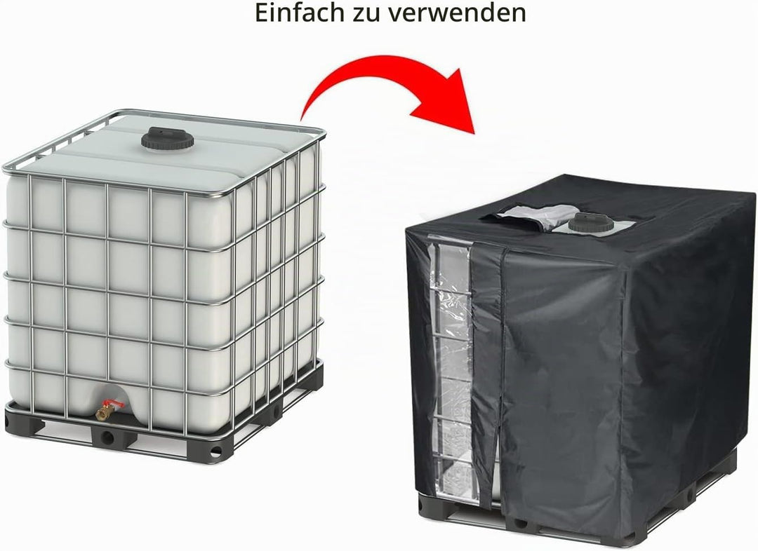 Abdeckung IBC Tank, IBC Tank Abdeckung Wassertank 1000L,Wassertank Schutzhülle mit Reissverschluss K