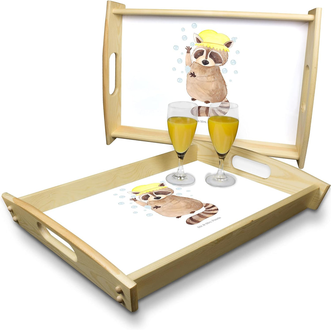 Mr. & Mrs. Panda Serviertablett Waschbär - Geschenk, Gute Laune, Tiere, lustige Sprüche, Dekotablett