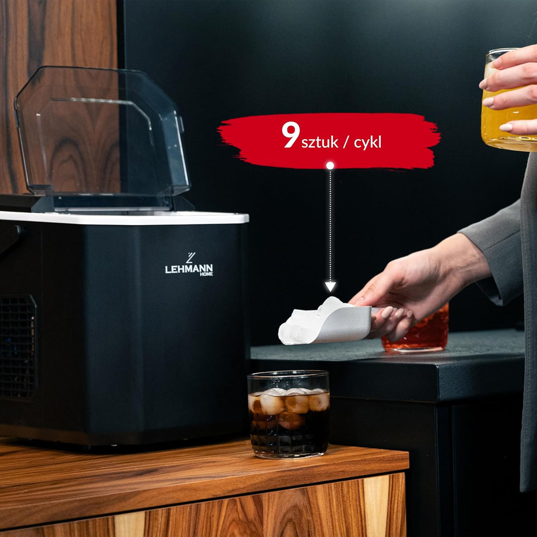 LEHMANN Eiswürfelmaschine, 9 Eiswürfel in 6–8 Minuten, 2 Grössen, 12kg in 24 Stunden, Eiswürfelmasch