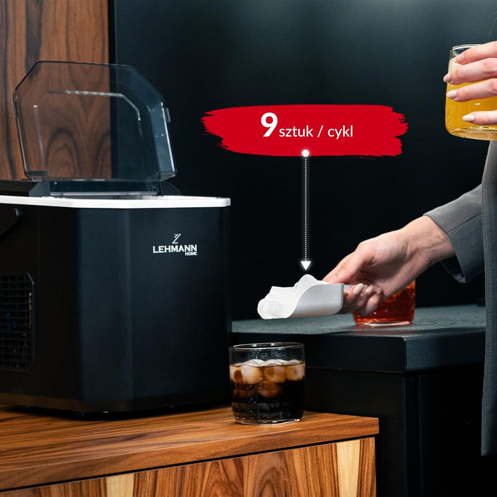LEHMANN Eiswürfelmaschine, 9 Eiswürfel in 6–8 Minuten, 2 Grössen, 12kg in 24 Stunden, Eiswürfelmasch