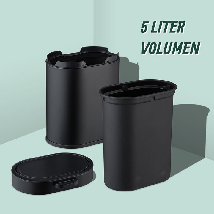 Relaxdays Mülleimer Wandmontage, 5 Liter, Einhängen oder Kleben, Inneneimer, Küchenabfalleimer, Badm