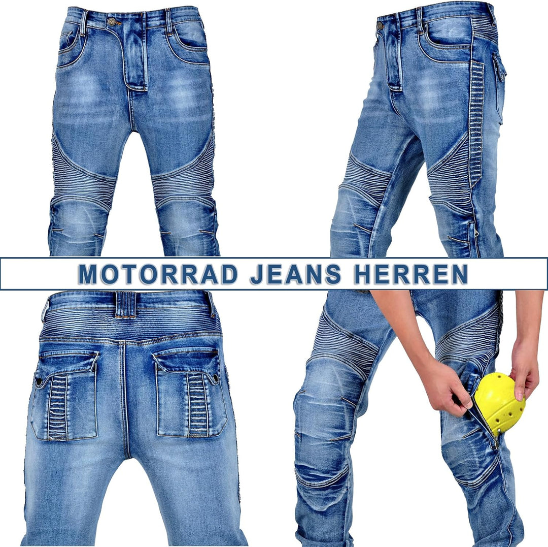 Motorradhose Herren, Motorrad Jeans Herren mit Protektoren, Aramidfaser Jeans Motorrad, Motorrad Hos