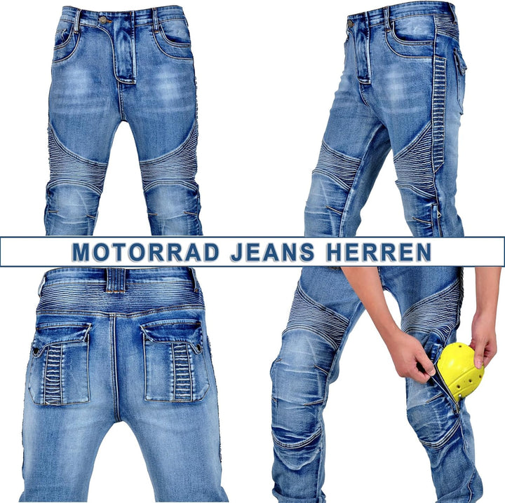 Motorradhose Herren, Motorrad Jeans Herren mit Protektoren, Aramidfaser Jeans Motorrad, Motorrad Hos