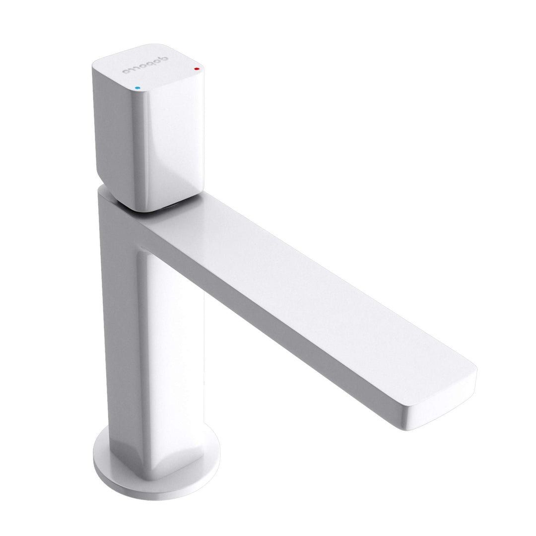 Mai & Mai Wasserhahn Bad Waschtischarmatur eckiges Design Badarmatur Weiss 19,6cm hoch Waschtisch-Ei
