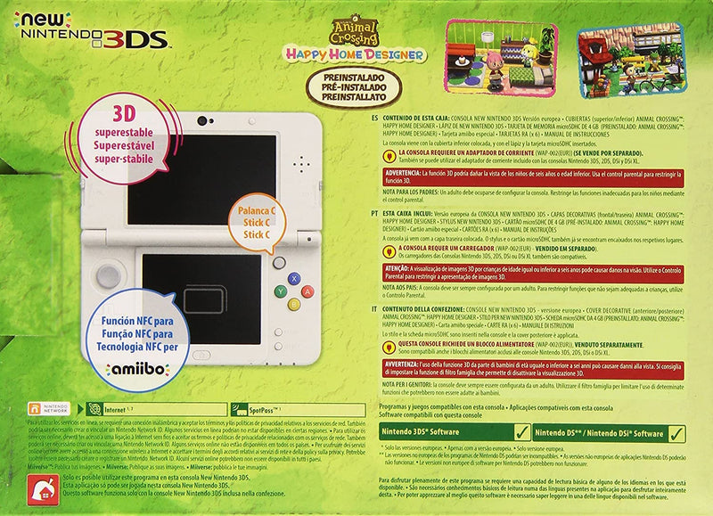 New Nintendo 3DS - Konsole, weiss + Animal Crossing Happy Home Designer + Zierblende - [3DS], weiss