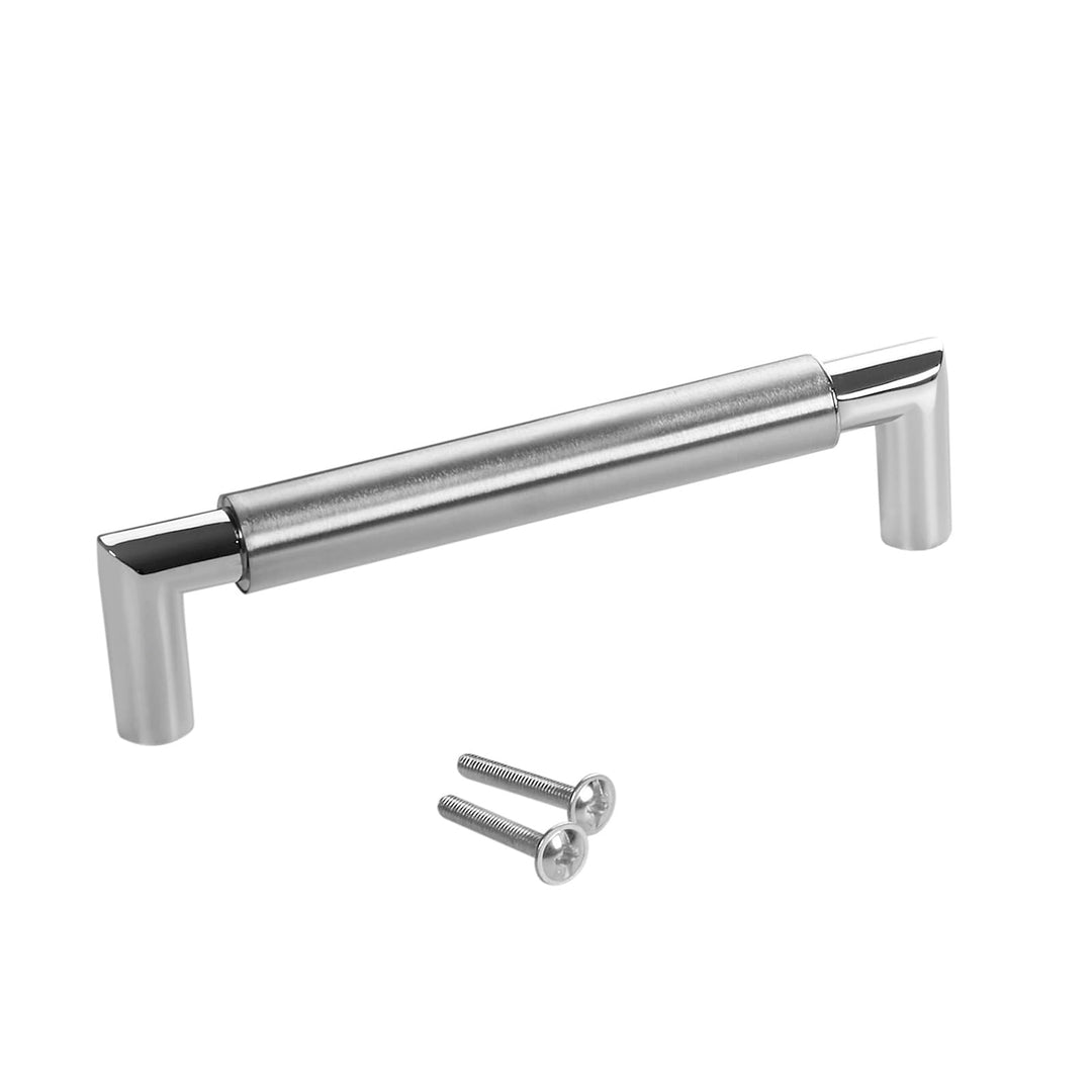 10 x SO-TECH® Möbelgriff Schrankgriff E9 echt Edelstahl BA 128 mm/Ø 16 mm mit verchromten Sockeln/De