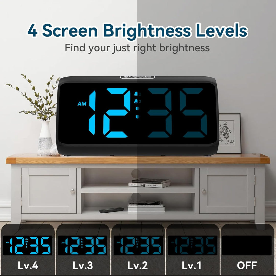 Netzu Lauter Wecker für Tiefschläfer, Digitalwecker mit LED Display, Doppelalarm, 5 Helligkeitsdimme