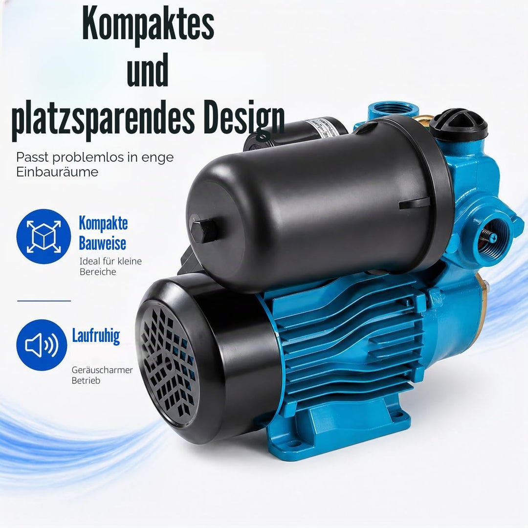 KATSU Wasserpumpe Hauswasserwerk Gartenpumpe 150W, Abschaltautomat mit einstellbarer Druckregelung,